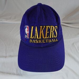 Vintage 90s Champions NBA Lakers Basketball Men Purple Adjustable Hat Cap